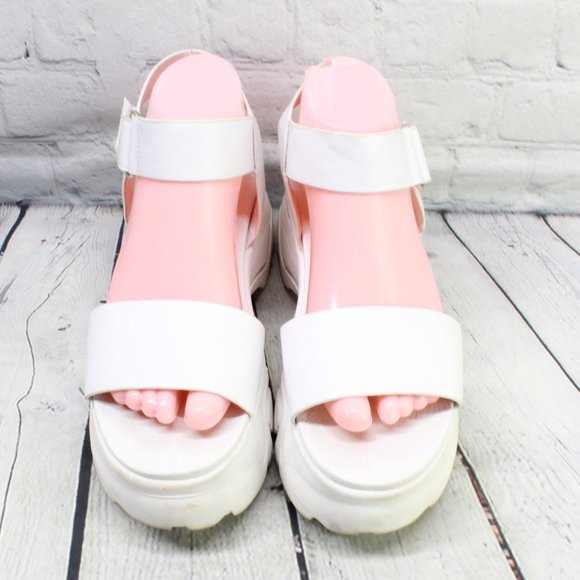 Pull & Bear Leather Platform Strap Sandals Sz 38 - Picture 5 of 9